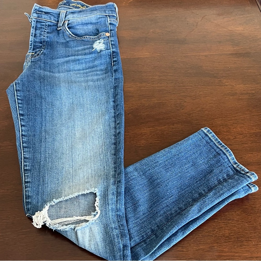 7 For All Mankind Distressed Josefina Skinny Boyfriend Denim Jeans